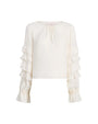 White blouse with ruffled sleeves on a white background