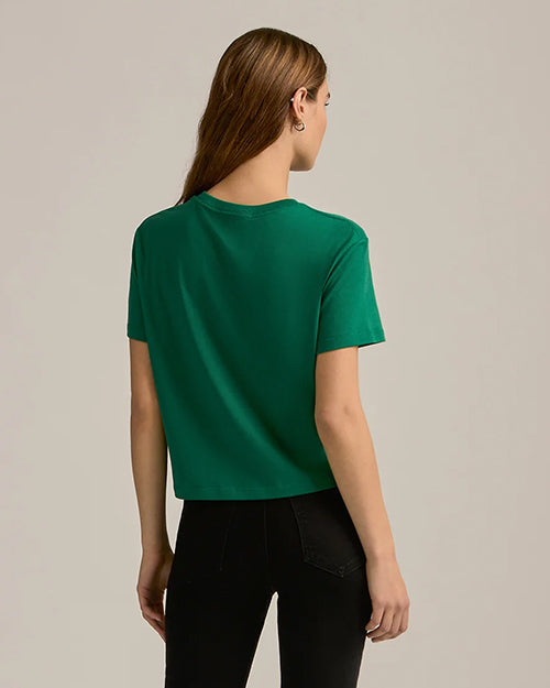 FAVORITE DAUGHTER | The Cropped Collegiate Tee | Emerald & White | FINAL SALE