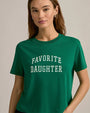 FAVORITE DAUGHTER | The Cropped Collegiate Tee | Emerald & White | FINAL SALE