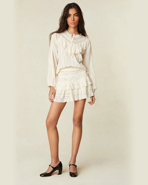 LOVE SHACK FANCY | Ora Mini Skirt | Antique White