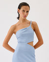 SUBOO | Kinga One Shoulder Split Maxi Dress | Blue