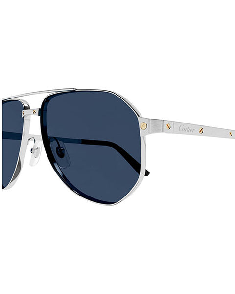 CARTIER | Santos Men Sunglasses | Silver & Blue – 29 North