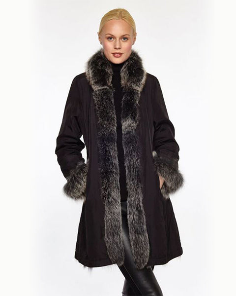 LINDA RICHARDS | Reversible Fox Coat | Black & Snow White – 29