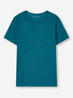 Teal plain short sleeve t-shirt with a crew neck 