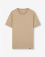 Taupe t-shirt featuring a simple and clean design.