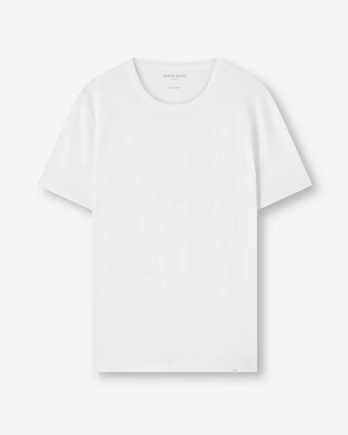 A white short-sleeve t-shirt displayed on a plain background.
