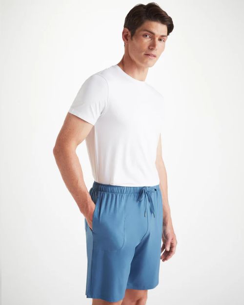 DEREK ROSE | Basel 18 Micro Modal Stretch Shorts | Steel Blue
