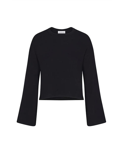 ANEMOS | Bell Sleeve Boxy Crop Sweater | Espresso Rib Knit