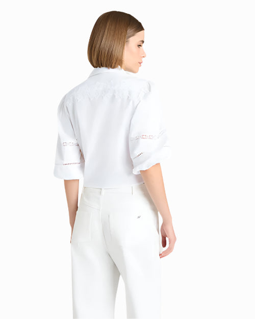 CINQ A SEPT | Three Quarter Sleeve Lace Mari | White