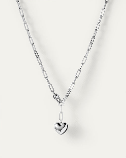 JENNY BIRD | Puffy Heart Chain Necklace | Silver