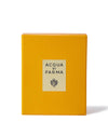 Acqua Parma cologne displayed in a bright yellow box, showcasing its elegant packaging design.