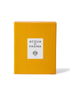 A yellow box containing Acqua di Parma three fragrance giftset, highlighting the brand's luxurious presentation.