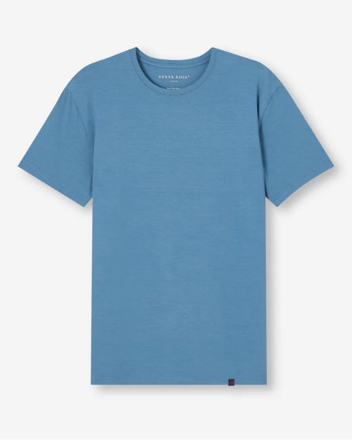 DEREK ROSE | Basel 18 Micro Modal Stretch Shirt | Steel Blue