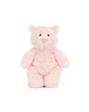 Pink teddy bear on a white background
