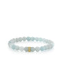 Image of a blue beaded bracelet with a golf accent bead on a white background. 