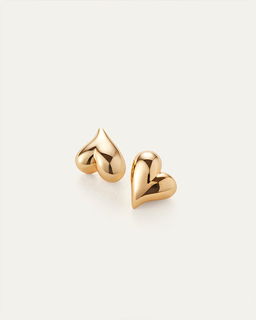 JENNY BIRD | Art Heart Button Earrings | Gold