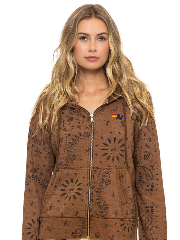 AVIATOR NATION | Bandana Zip Hoodie | Cinnamon