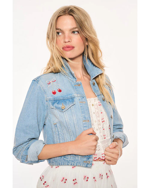 LoveShackFancy | Bardot Cherry Denim Jacket | Vintage Blue Wash