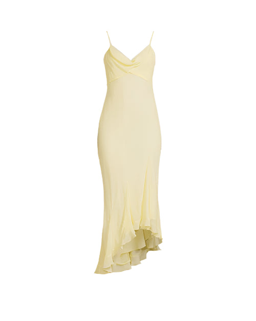 LOVESHACKFANCY Women's Chesley Chiffon Slip Dress, Citron, Medium