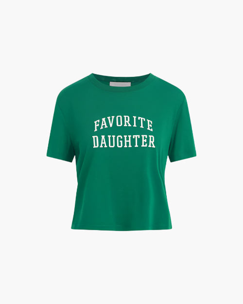 FAVORITE DAUGHTER | The Cropped Collegiate Tee | Emerald & White