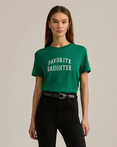 FAVORITE DAUGHTER | The Cropped Collegiate Tee | Emerald & White