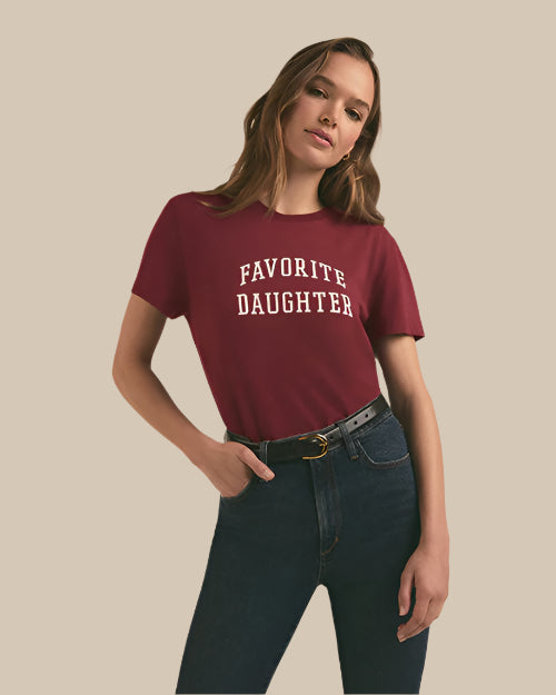 FAVORITE DAUGHTER | The Cropped Collegiate Tee | Sangria Nights