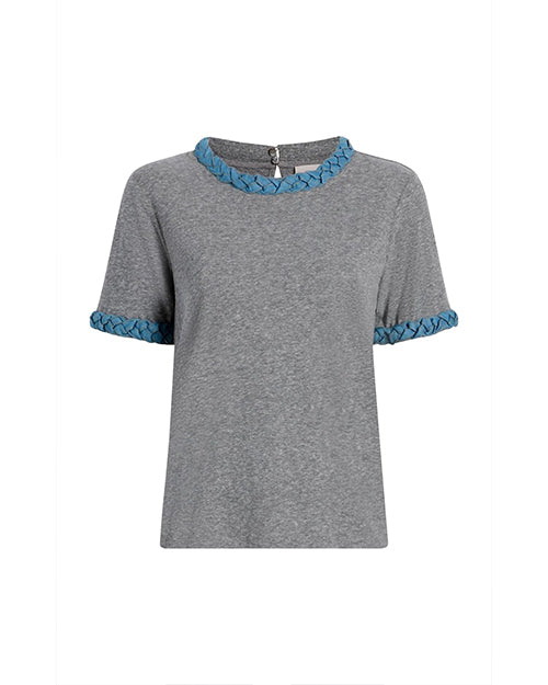 CINQ A SEPT | Denim Braided Tee Shirt | Heather Grey