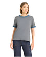 CINQ A SEPT | Denim Braided Tee Shirt | Heather Grey