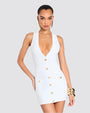 RETROFETE | Elison Rib Knit Dress | White & Gold