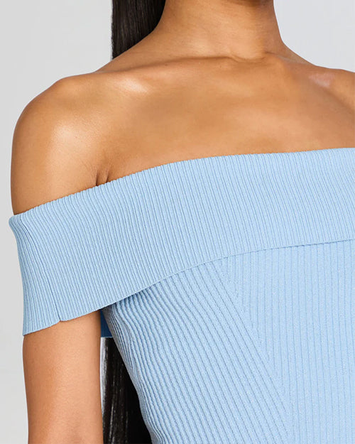RETROFETE | Erica Knit Dress | Metallic Powder Blue