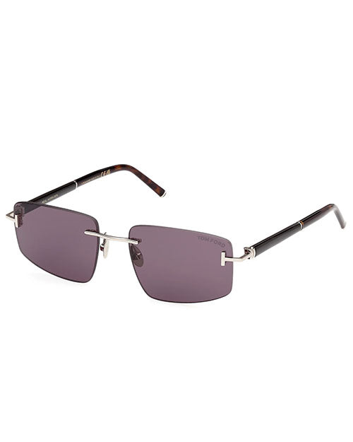 TOM FORD PRIVATE COLLECTION | Square Titanium and Horn Sunglasses | Ruthenium