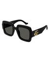 Rectangular Gucci sunglasses in black with GG logo on the side temple.  