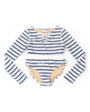 SHADE CRITTERS | Girls Lace Up Cropped Rashguard Swim | Nautical Stripe