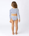 SHADE CRITTERS | Girls Lace Up Cropped Rashguard Swim | Nautical Stripe