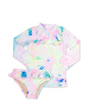 SHADE CRITTERS | Girls Rashguard Set w/ Ruffle | Neon Tie Dye