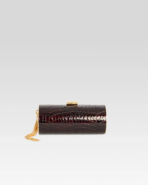 RETROFETE | Gracelyn Clutch | Burgundy Croco