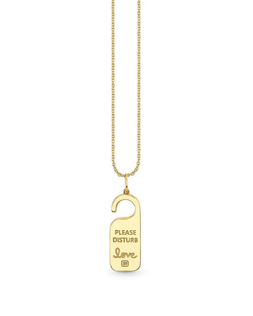 SYDNEY EVAN | Hotel Door Tag Charm Necklace | Gold & Diamond