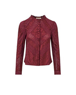 LoveShackFancy | Isaline Button Down Lace Top | Oxblood