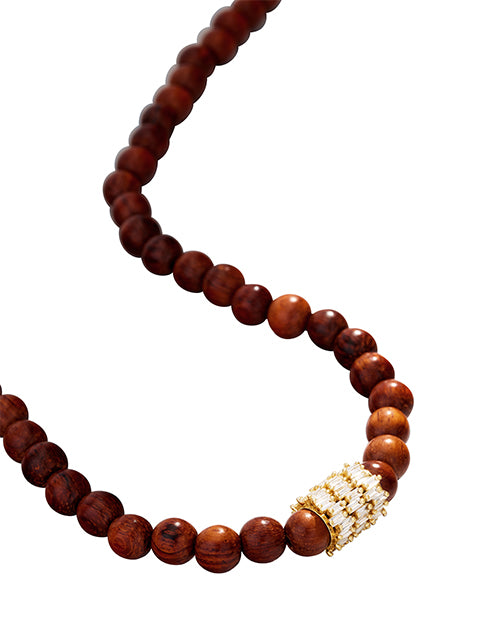 SUZANNE KALAN | Infinite Beaded Rondelle Necklace | Wood & Gold & Diamond