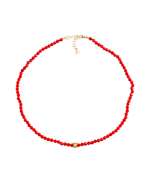 SUZANNE KALAN | Infinite Beaded Rondelle Necklace | Coral & Gold