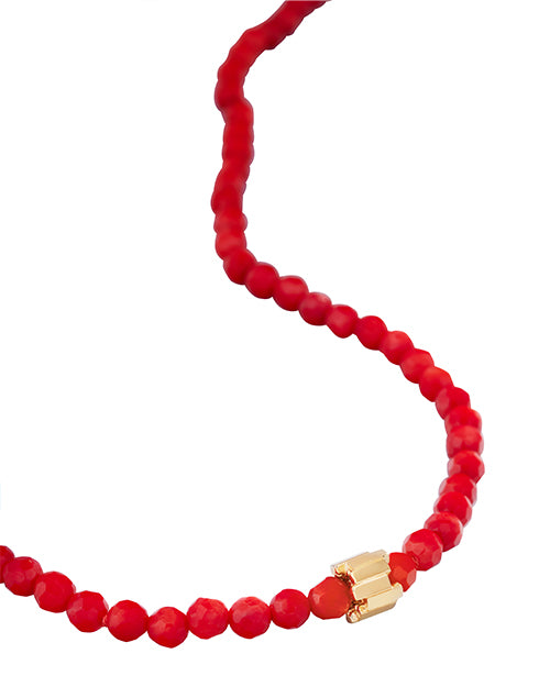 SUZANNE KALAN | Infinite Beaded Rondelle Necklace | Coral & Gold