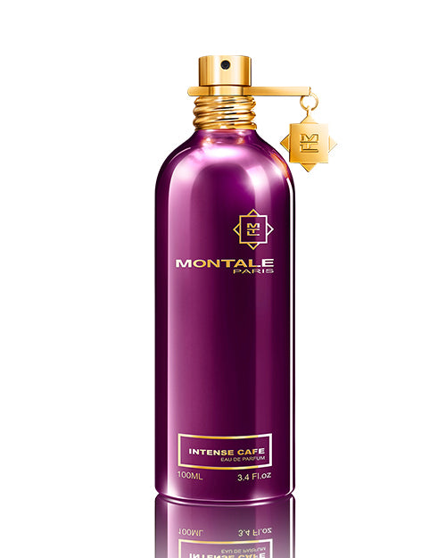 Purple bottle packaging with logo charm attached to lid and gold lettering.