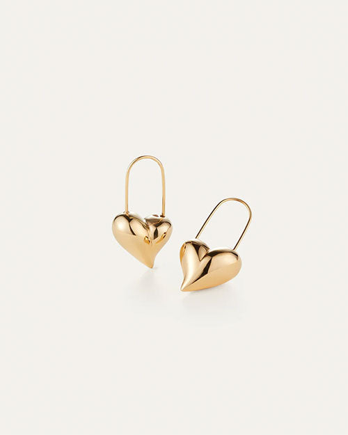 Two gold heart-shaped earrings 