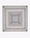 Square pattern scarf featuring concentric rows of skulls in alternating white and gray colors, creating a layered and symmetrical design