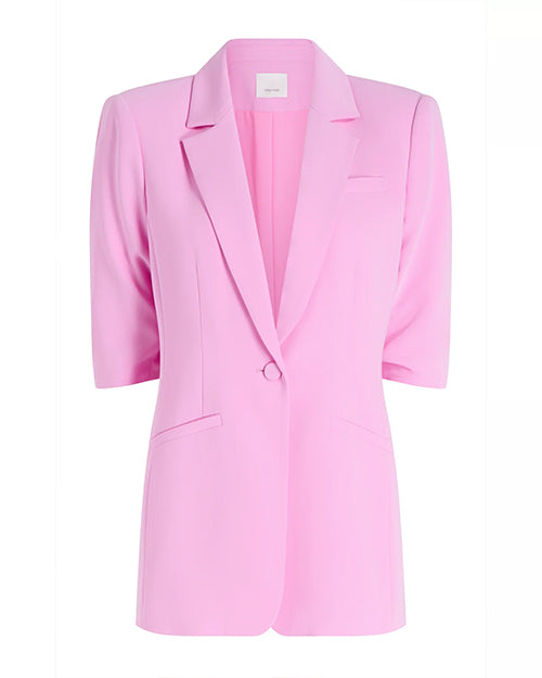 CINQ A SEPT | Short Sleeve Khloe Blazer | Magenta Mist