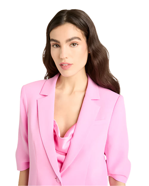 CINQ A SEPT | Short Sleeve Khloe Blazer | Magenta Mist