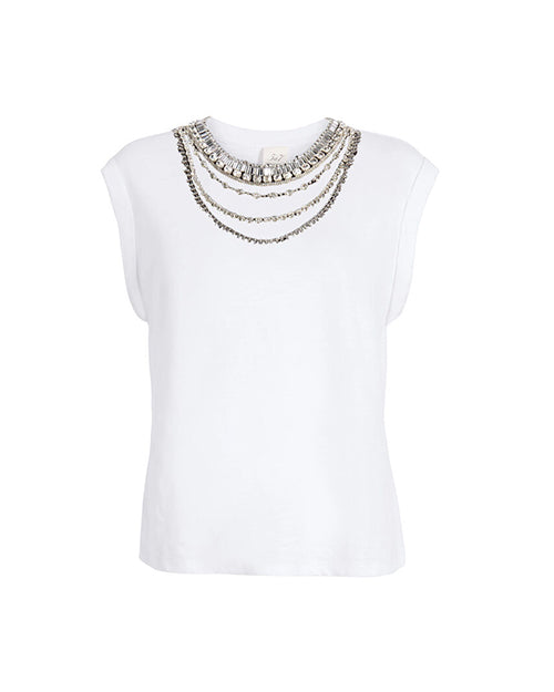 CINQ A SEPT | Layered Necklace Bella Tee | White