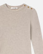 FRAME | Long Sleeve Rib Button Crew | Oatmeal Heather