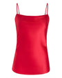 Red spaghetti strap top on a white background