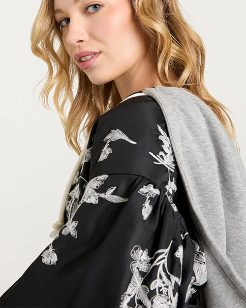 ELLIE フラワージャケットBLACK CINQ A SEPT | Wildflower Whimsy Ollie Jacket | Black & Ivory – 29